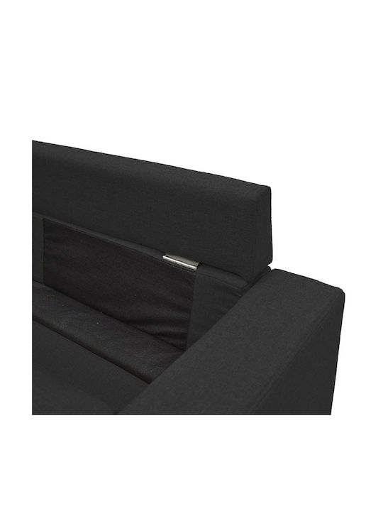 Maneli Colțar cu Unghi Reversibil Negru 196x138x82cm