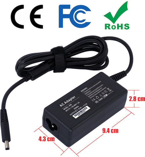 Laptop Charger 45W 19.5V 2.31A for Dell with Detachable Power Cable Bulk