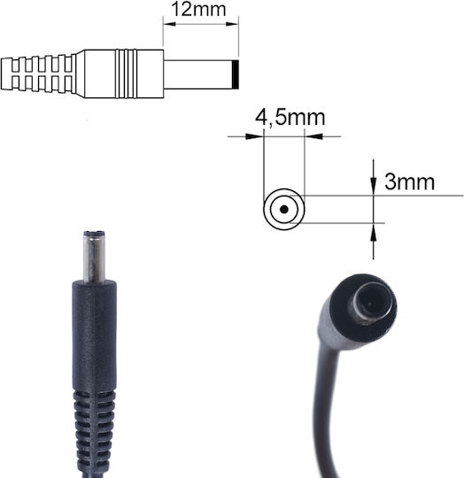 Laptop Charger 45W 19.5V 2.31A for Dell with Detachable Power Cable Bulk