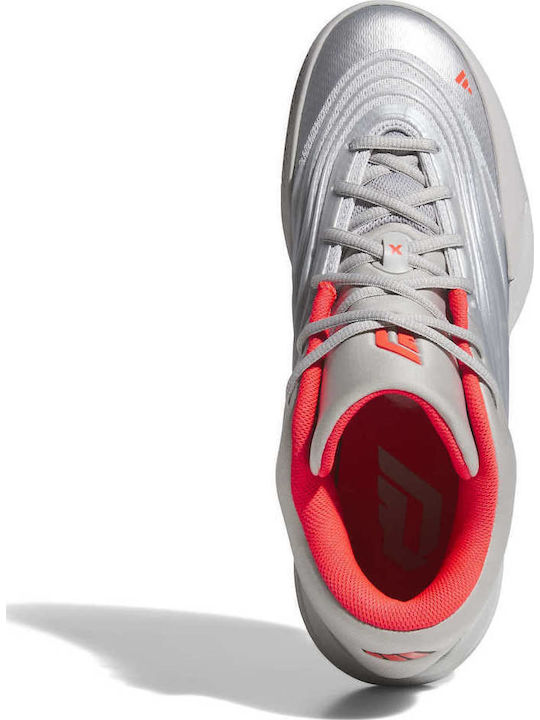 Dame X Basketball Shoes Silver Metallic Grey Two Lucid Red