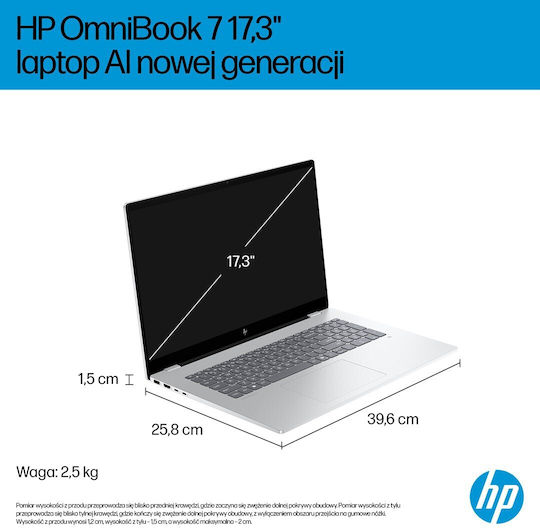 HP OmniBook 7 Next Gen AI 17-DC0073CL 17.3" IPS FHD (Ultra 7-258V/32GB/1.0TB SSD/GeForce RTX 4050/W11 Home) (US Keyboard)