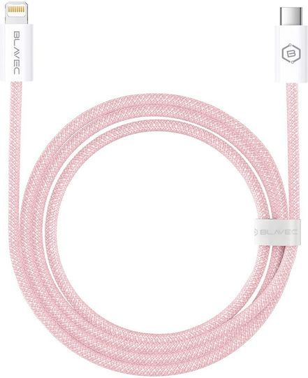 Blavec Braided USB-C to Lightning Cable 20W Ροζ 2m