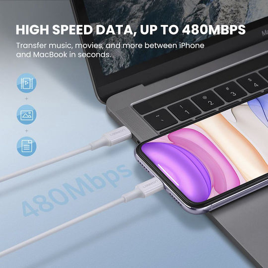 Ugreen US171 USB-C to Lightning Cable 18W Λευκό 1m (10493)