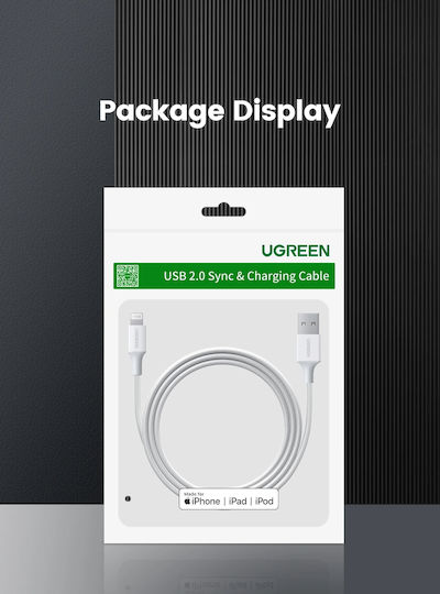 Ugreen US155 USB-A to Lightning Cable 12W Λευκό 1m (20728)