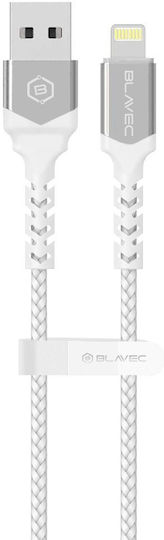 Blavec Braided USB-A to Lightning Cable Λευκό 2m
