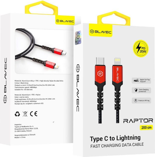 Blavec Braided USB-C to Lightning Cable 20W Black 2m