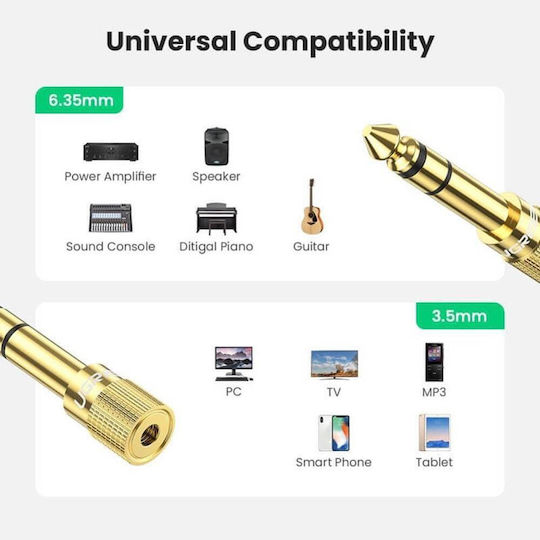 Ugreen Converter 6.3mm male to 3.5mm female Gold 1pcs 20503
