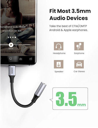 Ugreen Converter USB-C male to 3.5mm female Gray 1pcs 80154