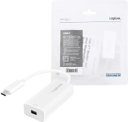 LogiLink Konverter USB-C männlich zu Mini-DisplayPort weiblich Weiß 1Stück UA0360