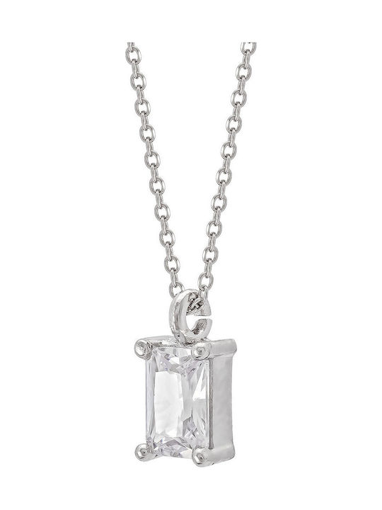 Kiriakos Gofas Necklace Solitaire In 9 K White Gold