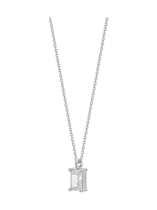 Kiriakos Gofas Necklace Solitaire In 9 K White Gold