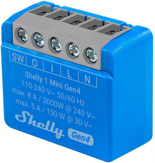Shelly 1 Mini Gen4 Smart Switch 1 Channel Wi-Fi Bluetooth & ZigBee 8A (With Neutral)