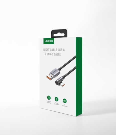 Ugreen Angle (90°) Braided USB 2.0 Cable USB-C Male - USB-A 18W Black 2m 50942