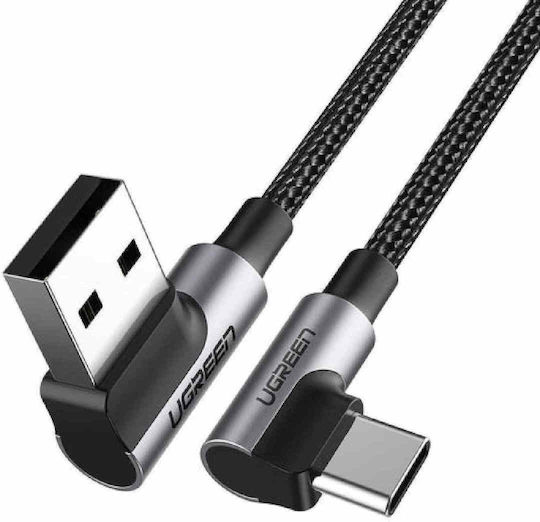 Ugreen US176 Angle (90°) / Braided USB 2.0 Cable USB-C Male - USB-A 18W Gray 1m 20856