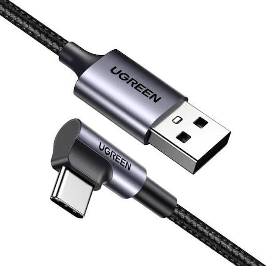 Ugreen US284 Angle (90°) / Braided USB 2.0 Cable USB-C Male - USB-A 18W Black 1m 50941