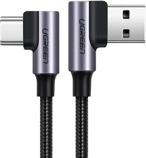 Ugreen US284 Angle (90°) / Braided USB 2.0 Cable USB-C Male - USB-A 18W Black 1m 50941