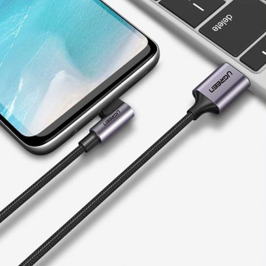 Ugreen US284 Angle (90°) / Braided USB 2.0 Cable USB-C Male - USB-A 18W Black 1m 50941