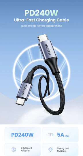 Ugreen USB 2.0 Cable USB-C male - USB-C 240W PD Γκρι 2m 90440