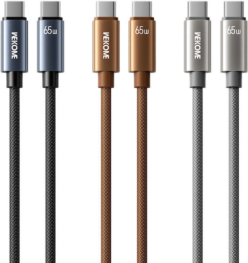 WK USB 2.0 Cable USB-C male - USB-C 65W PD Γκρι 1.2m 250926