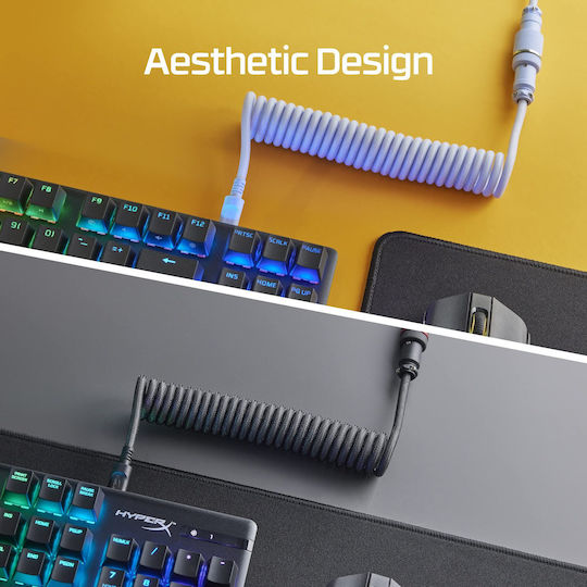 HyperX Spiral USB 2.0 Cable USB-C male - USB-A Γκρι 1m