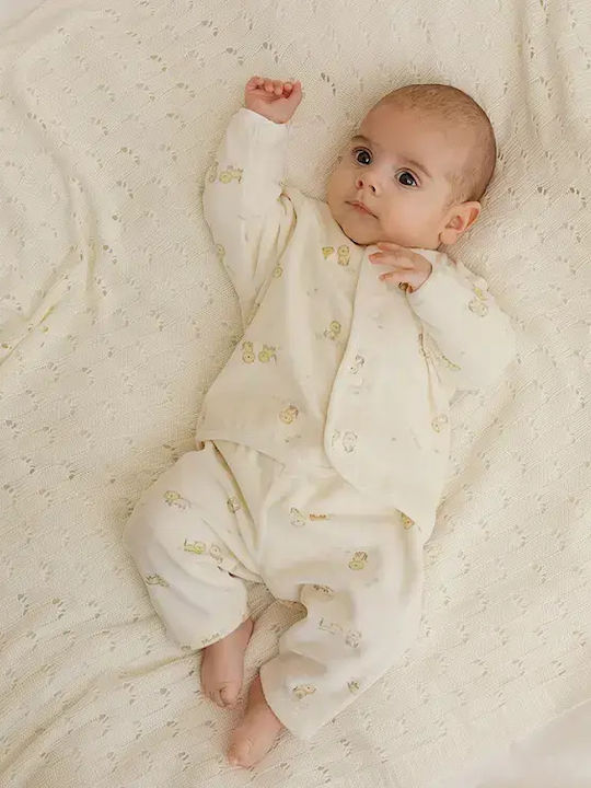 Cool Club Set Baby Bodysuit with Pants Beige 3 Pieces