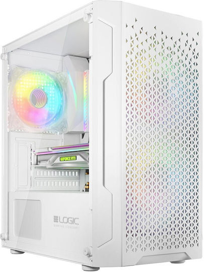 Logic Aramis ARGB Gaming Mini Tower Κουτί Υπολογιστή με Πλαϊνό Παράθυρο Λευκό