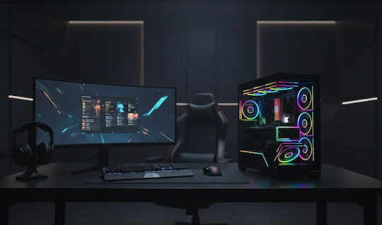 Modecom Volcano Stellar Plus ARGB Gaming Midi Tower Κουτί Υπολογιστή με Πλαϊνό Παράθυρο Μαύρο