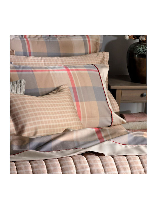 Down Town Home Set Duvet Cover Cotton Satin 170x240cm Single with Pillowcase Brady S865 Brown