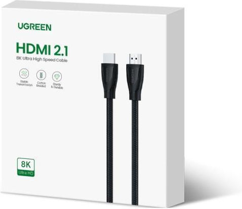Ugreen HD140 HDMI 2.1 Ultra High Speed 48Gbps 4K 120Hz HDR VRR Braided Cable HDMI Male - HDMI Male 3m Black