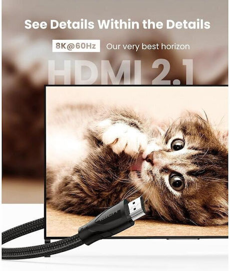 Ugreen HD140 HDMI 2.1 Ultra High Speed 48Gbps 4K 120Hz HDR VRR Braided Cable HDMI Male - HDMI Male 3m Black