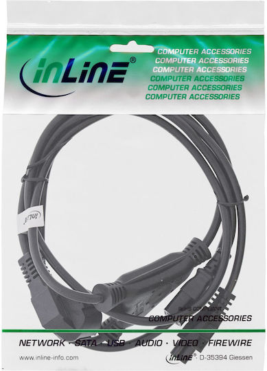 InLine Schuko / IEC C13 / IEC C5 - Schuko / IEC C13 / IEC C5 Cable 2m Black (16653D)