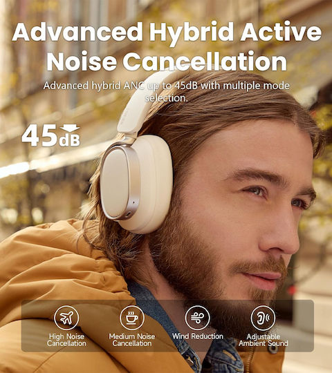 Edifier ES850NB Wireless / Wired Over Ear Headphones with 92 hours of Operation and Quick Charge Beige