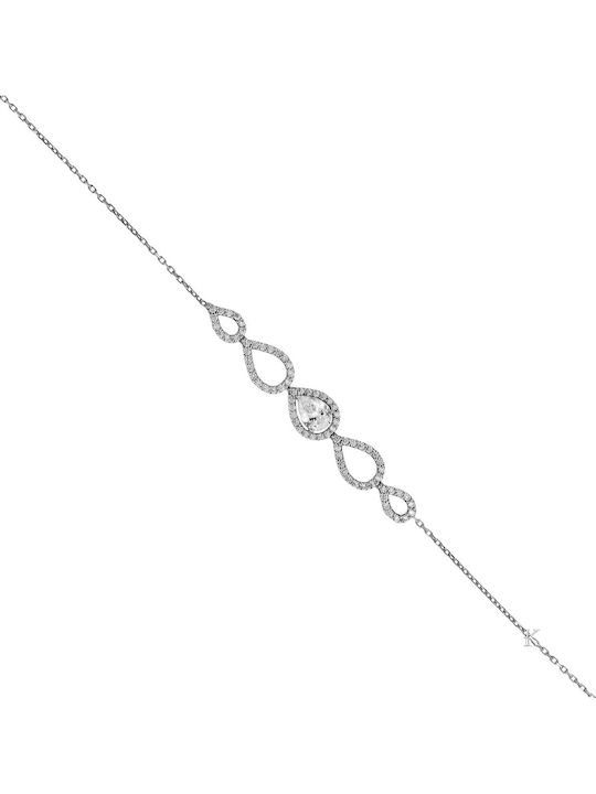 Damentrailing Rosette aus Weißgold 14K mit Zirkon 19cm Damentrailing Rosette aus Weißgold 14K mit Zirkon 19cm