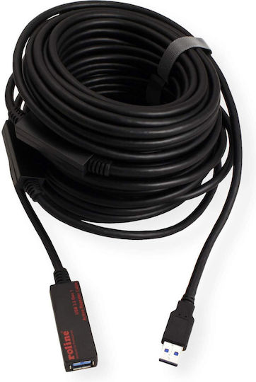 Roline USB 2.0 Cable USB-A male - USB-A female Μαύρο 20m 12.04.1072-5