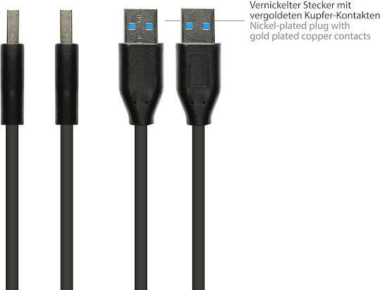 Alcasa USB-Kabel USB-A zu USB-A 1m Schwarz 2831-AA010S
