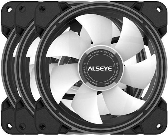 Alseye Halo 4.0 Case Fan 120mm (1100rpm / 24.8cfm) με RGB Φωτισμό και Σύνδεση 3-Pin / 4-Pin Molex 3τμχ