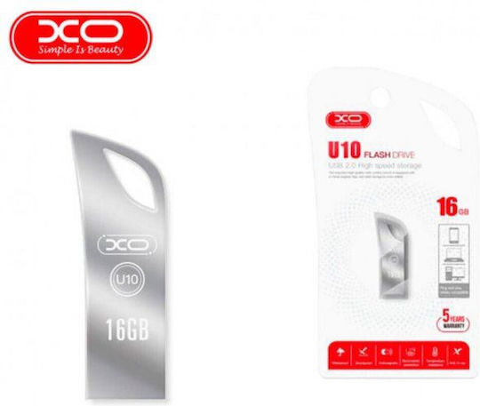 XO U10 16GB USB 2.0 Stick Ασημί