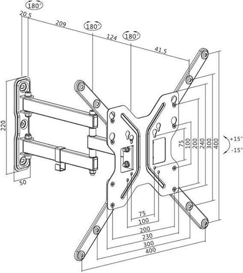 LogiLink BP0016 Επιτοίχια έως 55" και 30kg