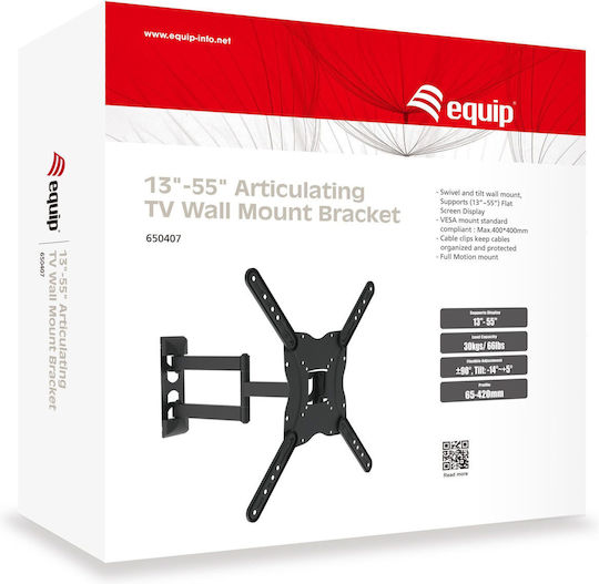 Equip 650407 Articulating Βάση Τηλεόρασης Τοίχου έως 55" και 30kg