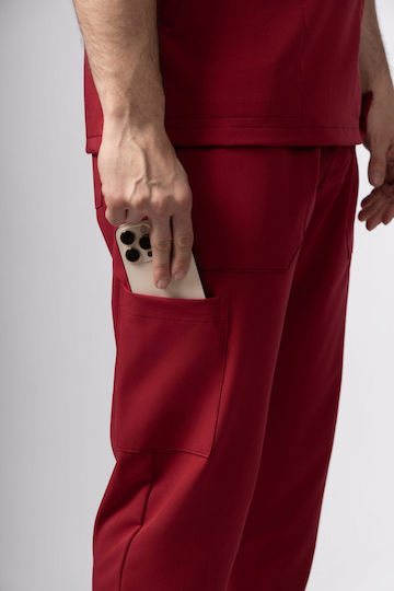 Numascrubs Male Medical Pants Burgundy