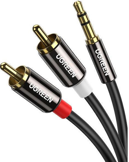 Ugreen Καλώδιο Ήχου 3.5mm male - RCA male Μαύρο 2m με Επίχρυσους Ακροδέκτες 10584
