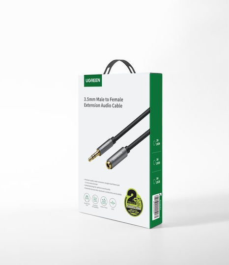 Ugreen 3.5mm Jack Cable 3.5mm Male - 3.5mm Female Black 2m With Gold Plated Terminals 10594