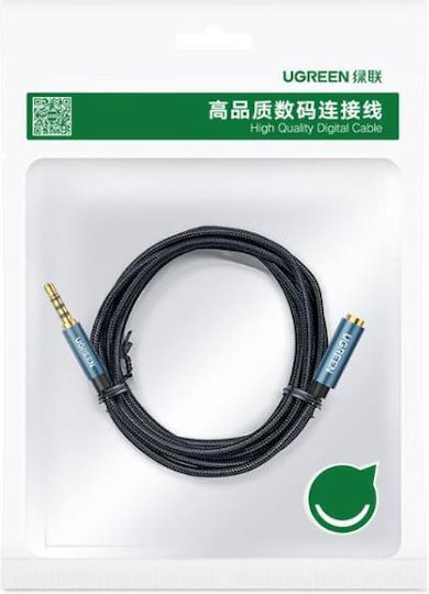 Ugreen TRRS 3.5mm Male to 3.5mm Female Audio Cable Blue 2m with Gold Plated Terminals 40675