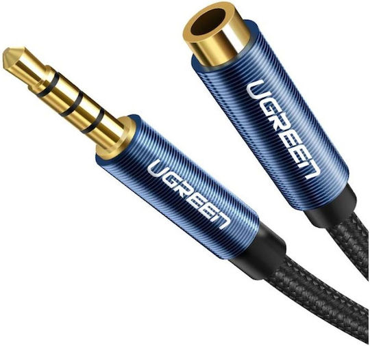 Ugreen TRRS 3.5mm Male to 3.5mm Female Audio Cable Blue 2m with Gold Plated Terminals 40675