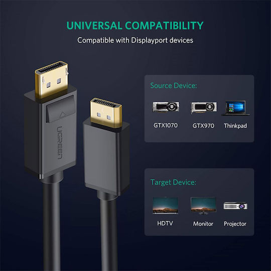 Ugreen Cable DisplayPort male - DisplayPort male 1m Black (10244)