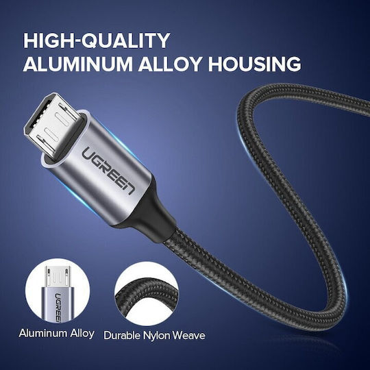 Ugreen Us290 1m Regular USB 2.0 to micro USB Cable Gray (60146)