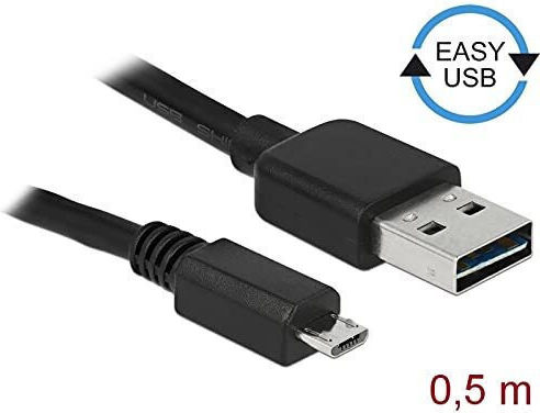DeLock Regular USB 2.0 to micro USB Cable Μαύρο 0.5m 85156 1τμχ