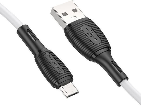 Borofone Regular USB 2.0 to micro USB Cable Λευκό 1m 1τμχ