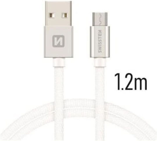 Swissten Regular USB 2.0 to micro USB Cable Ασημί 1.2m 71522203 1τμχ