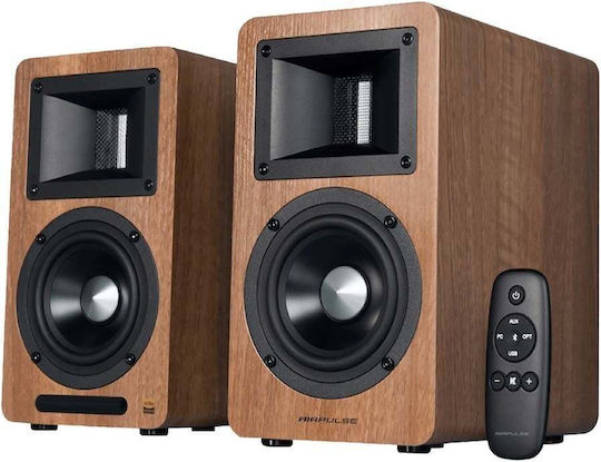 Airpulse A80 Αυτοενισχυόμενα Ηχεία με Bluetooth 100W (Ζεύγος) Καφέ